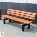 Скамья СТ80л-2Д из лиственницы на массивных стальных опорах Скамейка из лиственницы на металлических опорах СТ80л-2