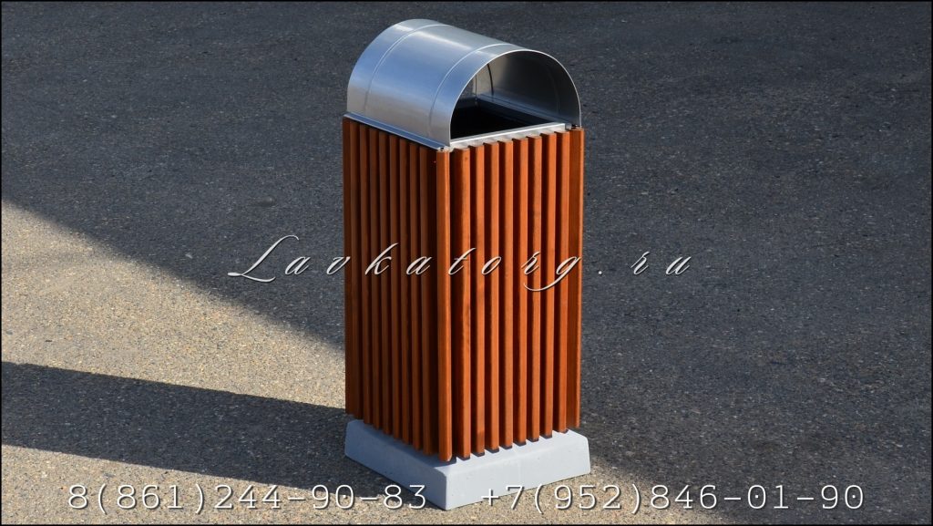 СБл-70Бк урны с крышкой на бетонном основании. Урны квадратные из дерева и металла. с крышкой, на бетоне