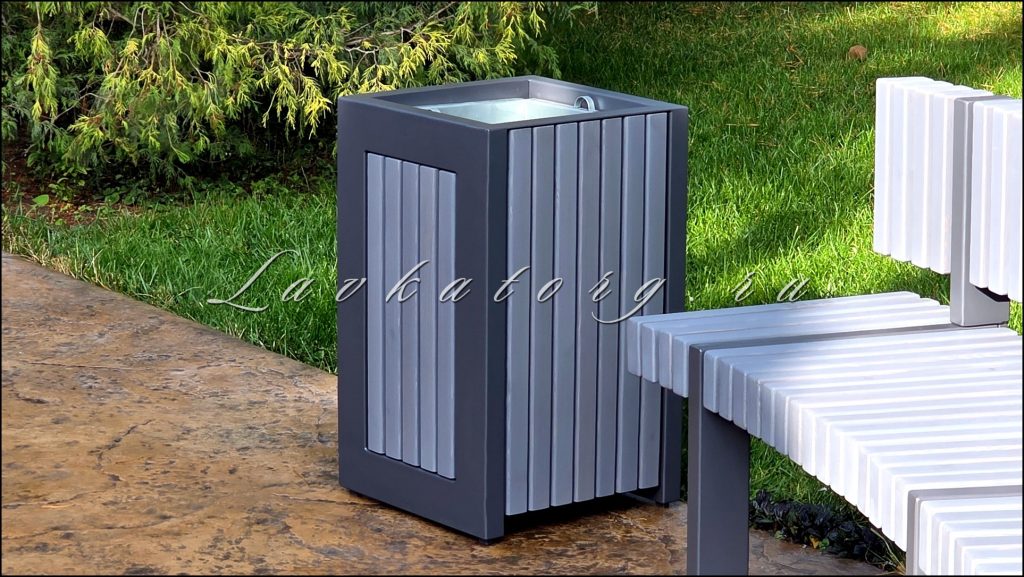 Урна УМ80х40л из комплекта прямых парковых скамеек со спинкой и без спинки