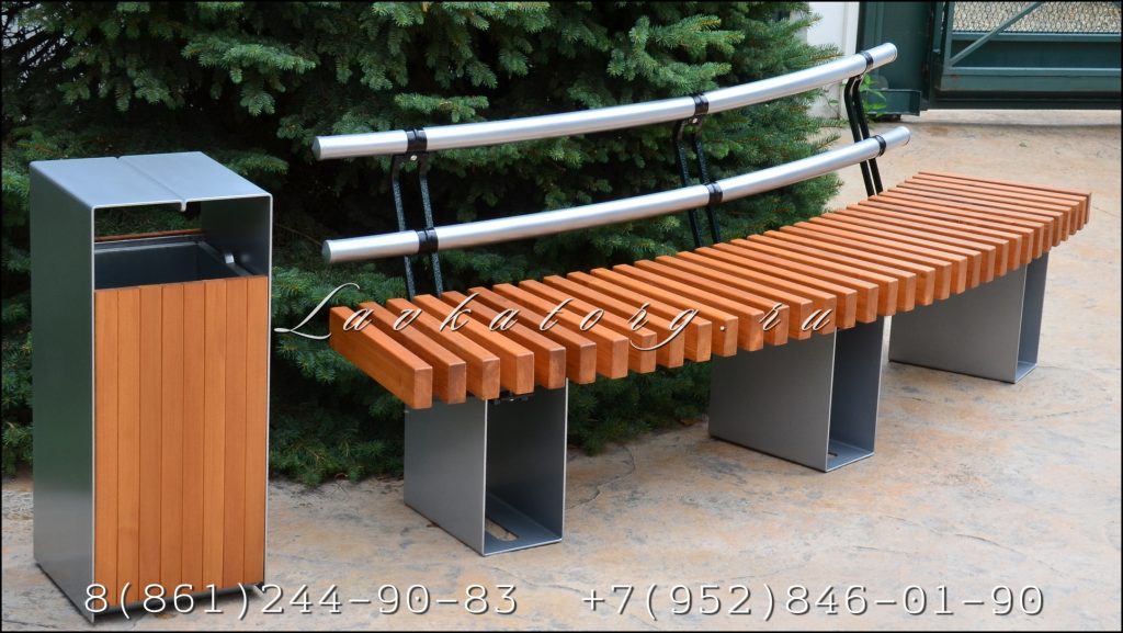 Скамейки радиусные из дерева и металла СМПлв-рТ